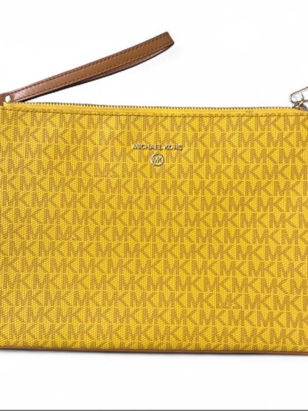 Michael Kors Yellow Signature clutch with Brown Strap